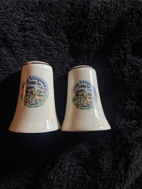 West Virginia Ceramic Salt and Pepper Shakers - Cream
